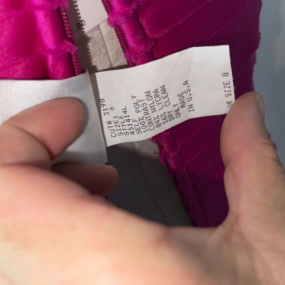 Tadashi Vintage Womens Tiered Gown Size 6 Pink Strapless Made In USA New - Picture 12 of 16